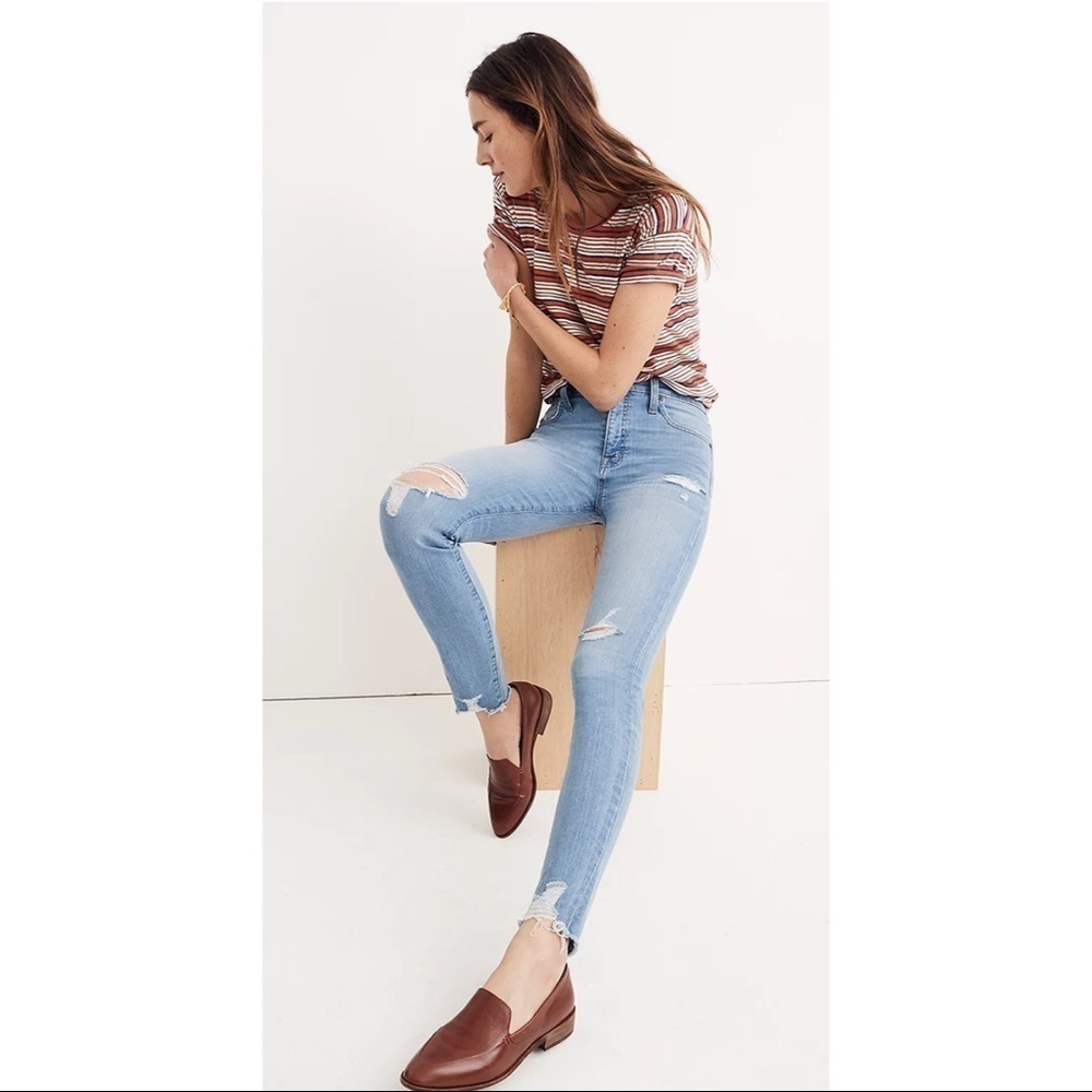 Madewell 9" High-Rise Skinny Jeans in Ontario Wash: Distressed-Hem Edition Sz 27